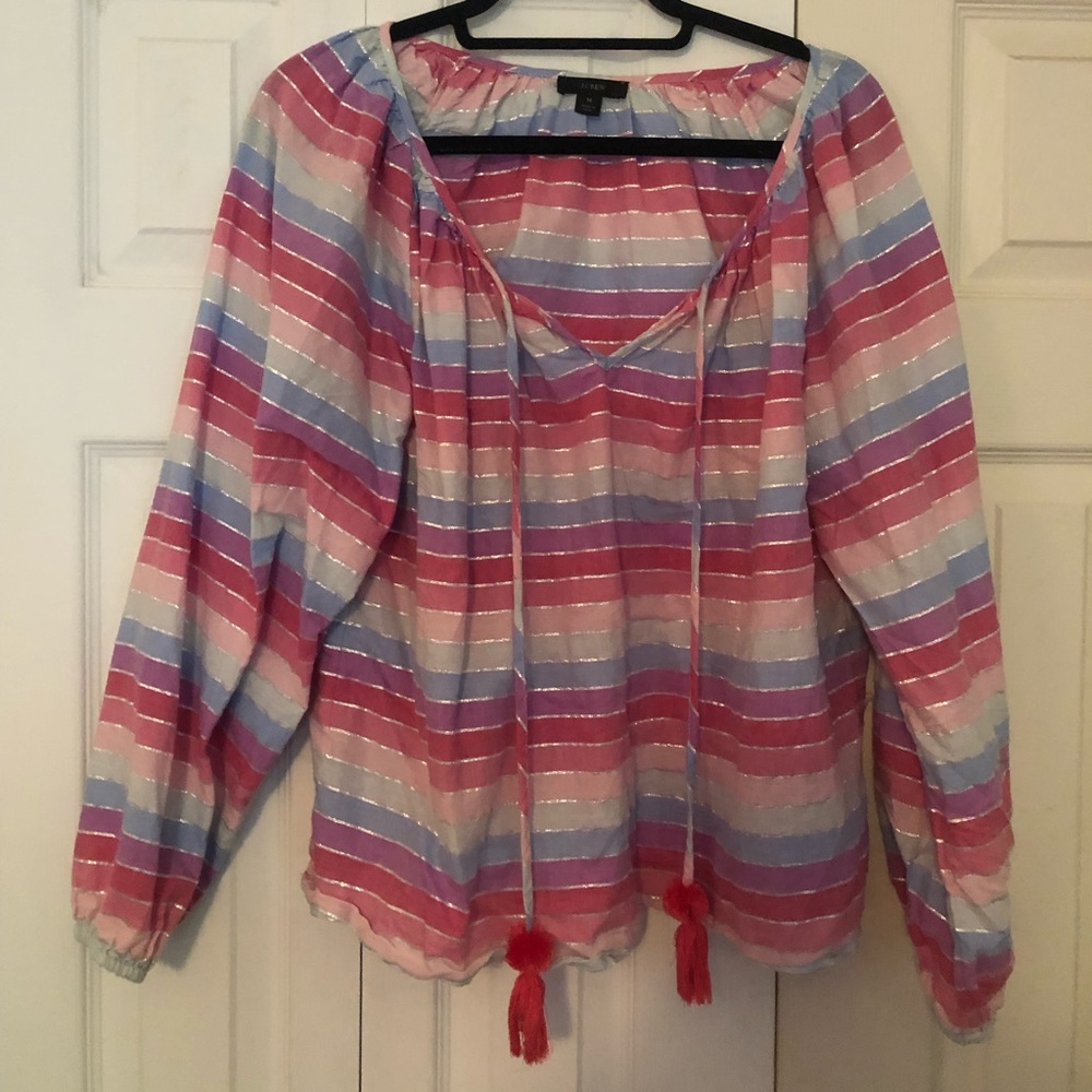 J Crew Rainbow striped tunic with silver accents